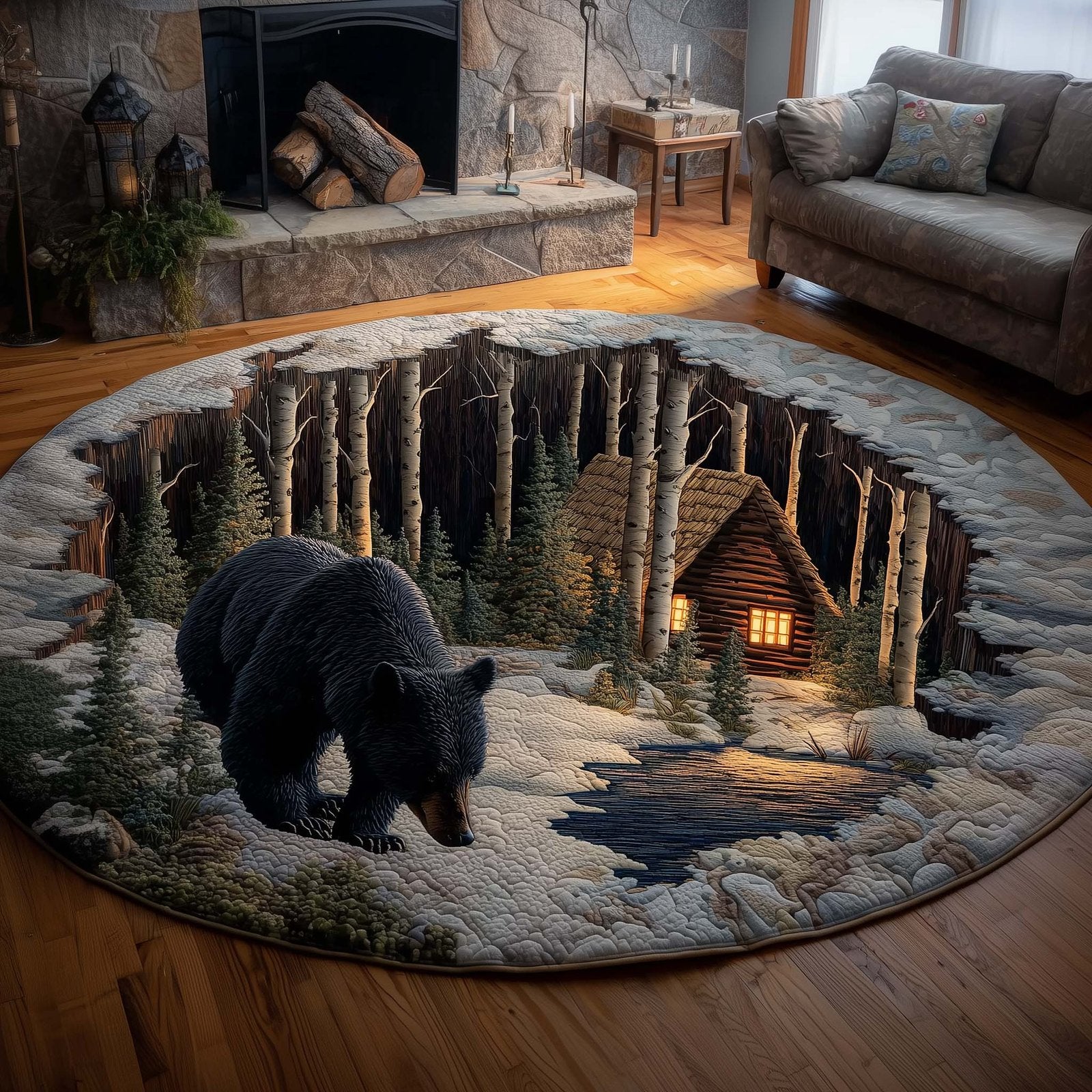 Forest Guardian Round Mat Rug - Nature Design | Serene Home Decor