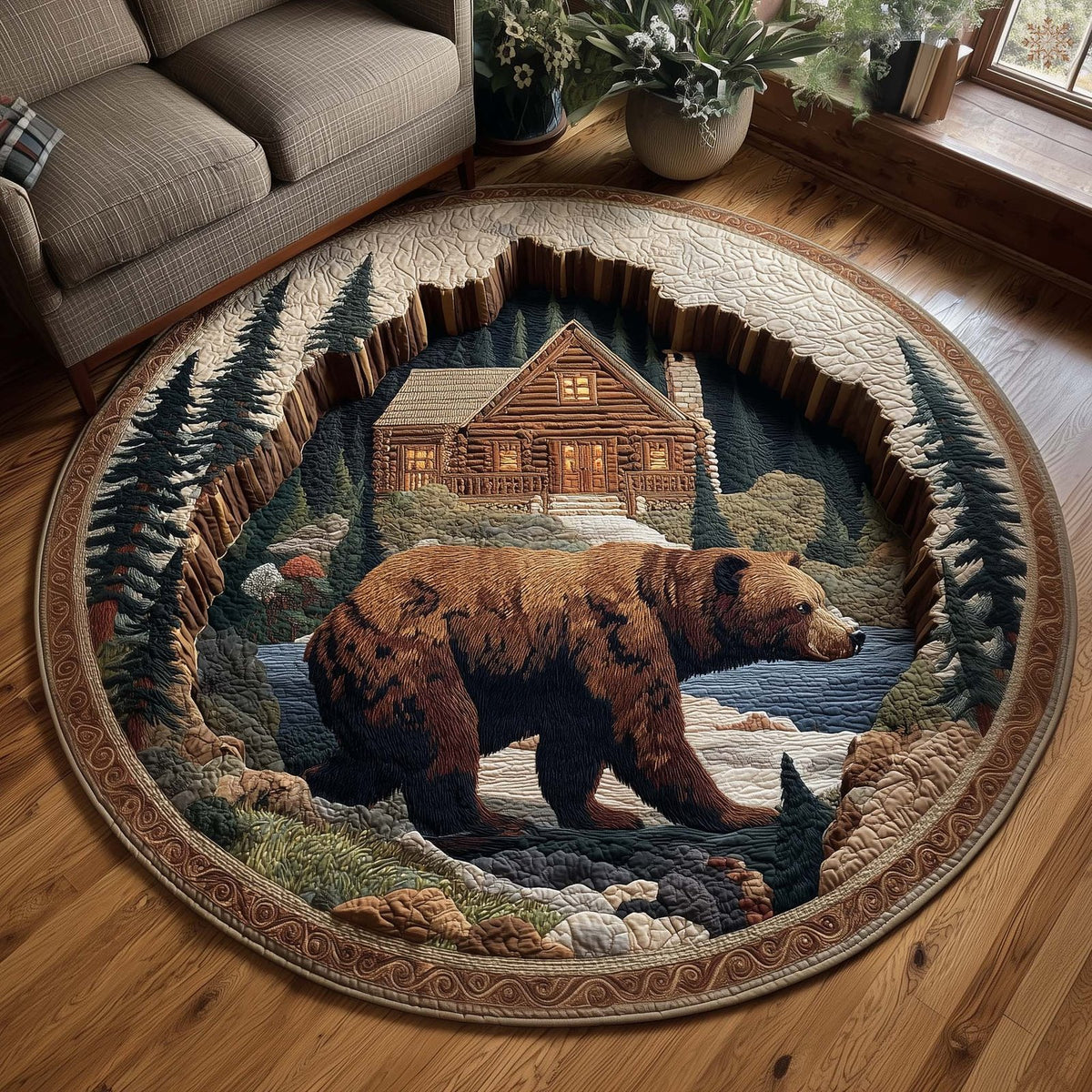 Forest Guardian Round Mat Rug - Nature Design | Serene Home Decor