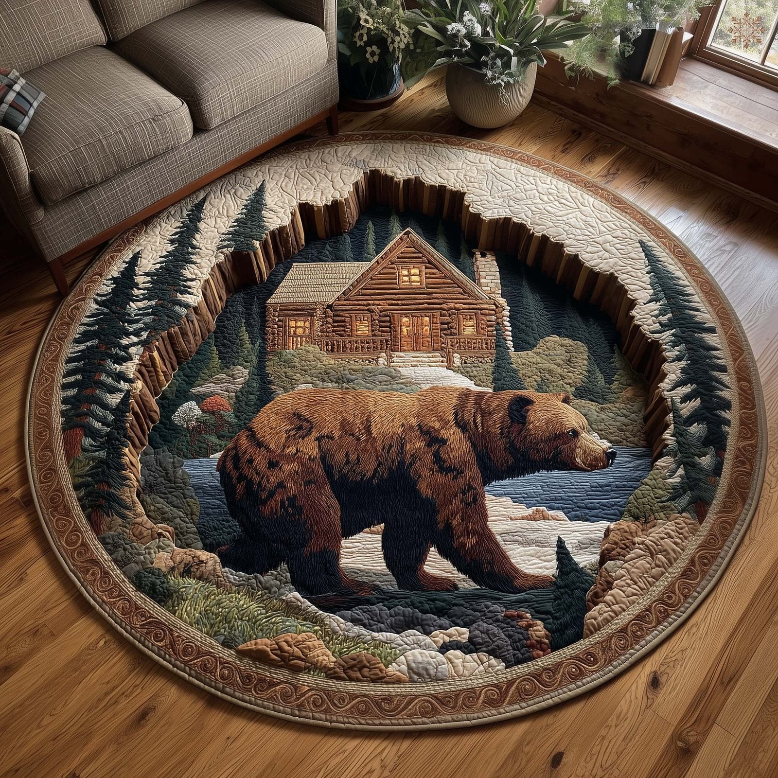 Forest Guardian Round Mat Rug - Nature Design | Serene Home Decor