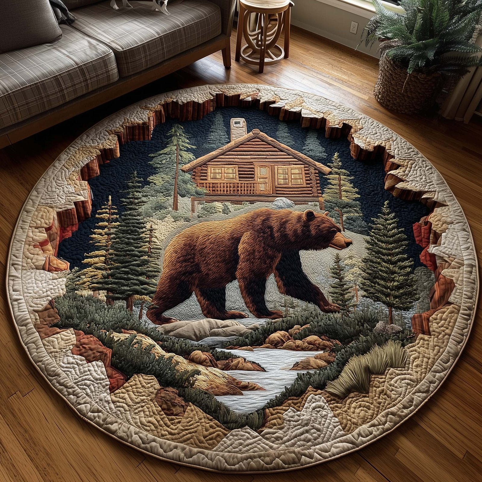 Forest Guardian Round Mat Rug - Nature Design | Serene Home Decor