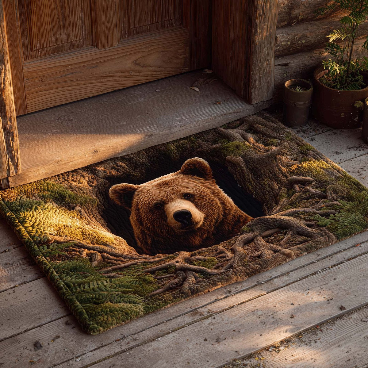 Forest Hollow Bear Doormat - Cute Animal Design | Printed Welcome Doormat