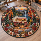 Forest Horizon Round Mat Rug - Nature Design | Serene Home Decor - washable non-slip printed rug