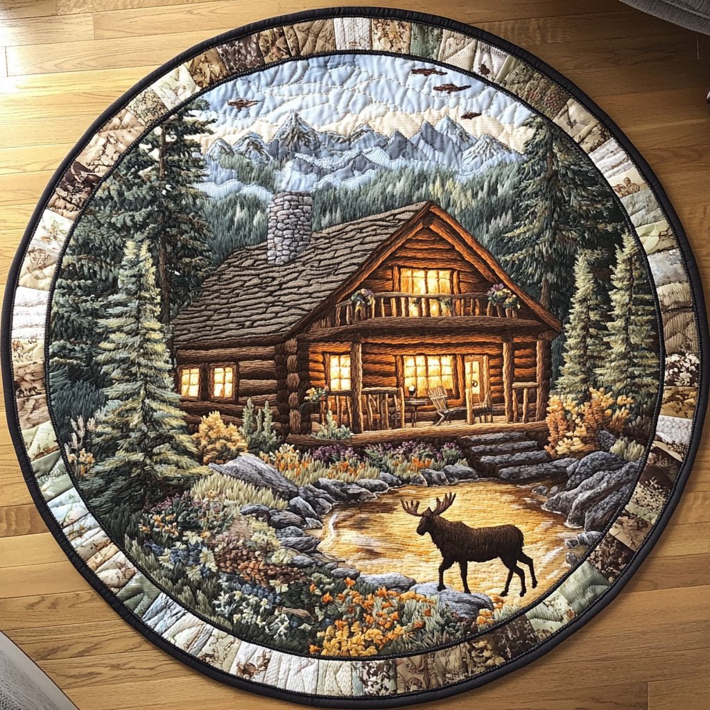 Forest Moose Round Mat Rug - Nature Design | Serene Home Decor