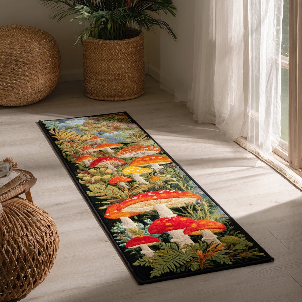 Forest Mushroom Runner Carpet Runner Rug - Cute Pet Design | Animal Printed Runner Rug