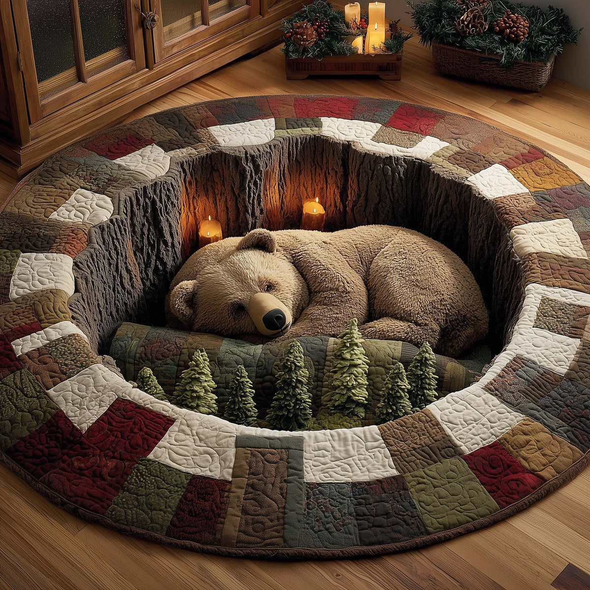 Forest Nest Round Mat Rug - washable non-slip printed rug