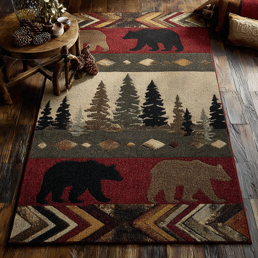 Forest Path area rug in a living room
