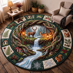 Forest River Round Mat Rug - Nature Design | Serene Home Decor - washable non-slip printed rug