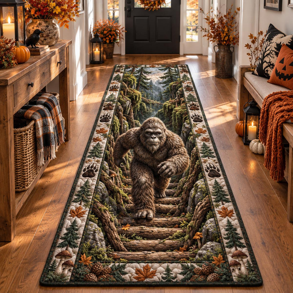 Forest Sasquatch Trail Runner Rug - Nature Design | Serene Runner Rug - washable non-slip printed rug
