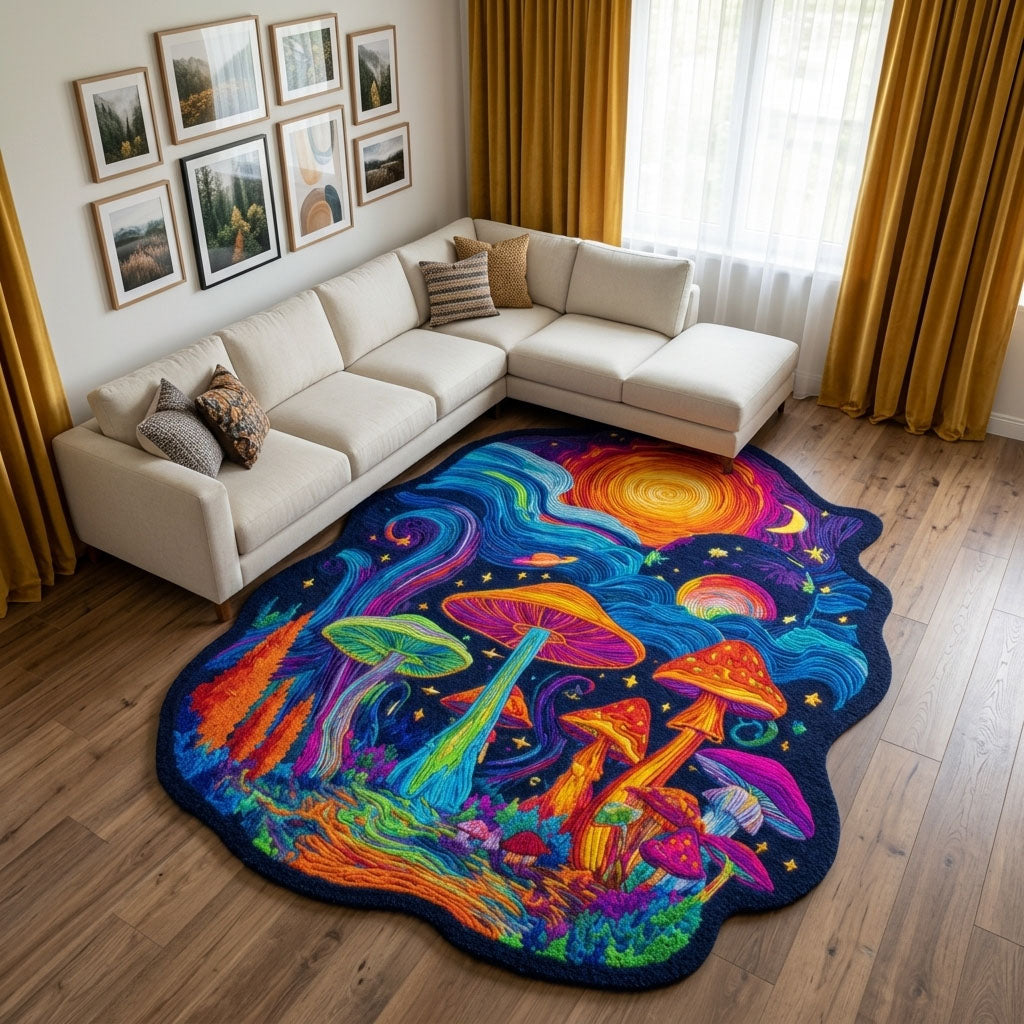 Forest Shroom Custom Shape Area Rug - Nature Design | Die-Cut Non-Slip Rug - washable non-slip printed rug