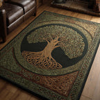 Forest Sigil area rug in a living room