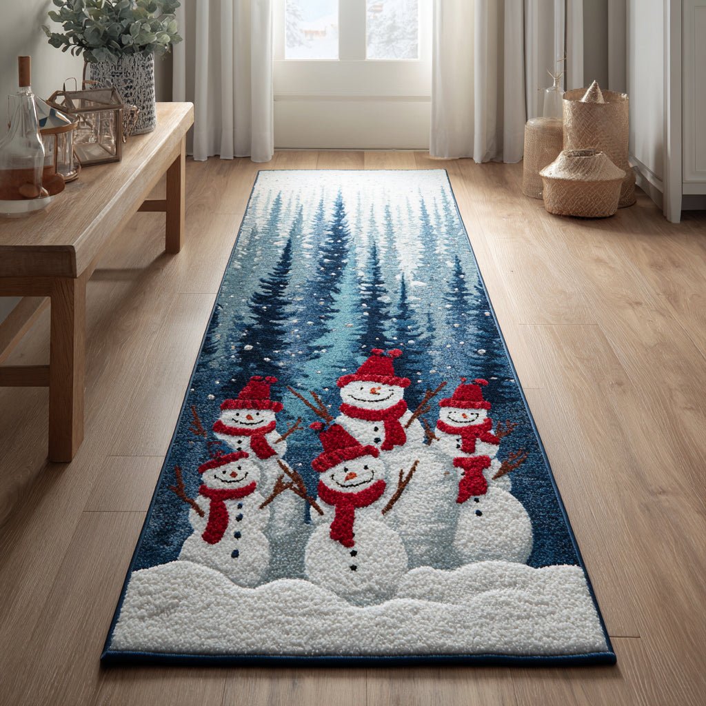 Forest Snowman Runner Carpet Runner Rug - Cute Pet Design | Animal Printed Runner Rug