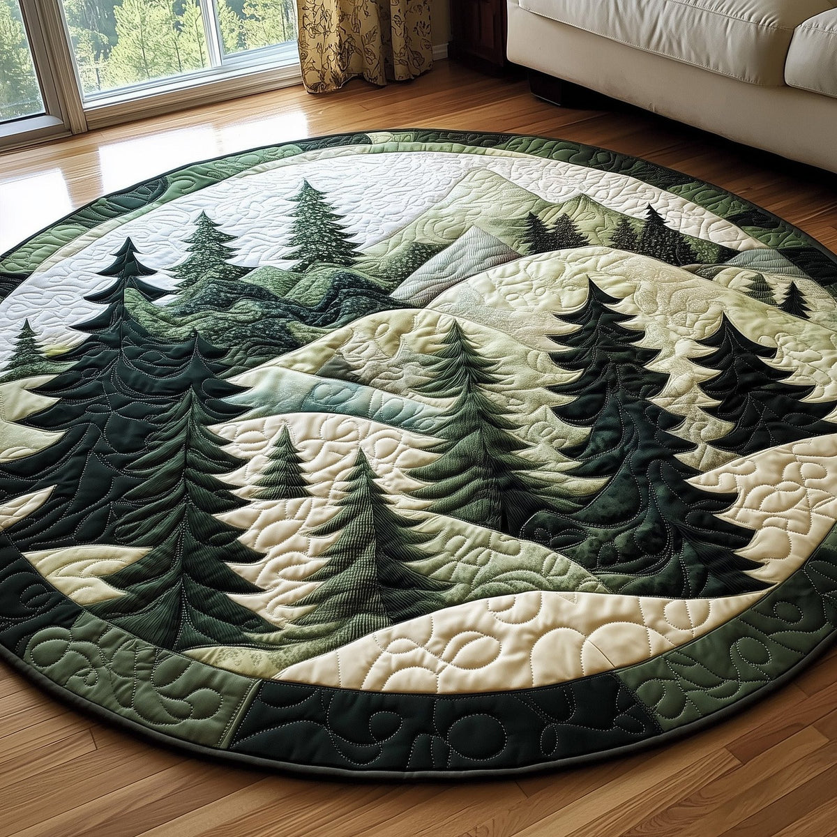 Forest Spirit Round Mat Rug - washable non-slip printed rug