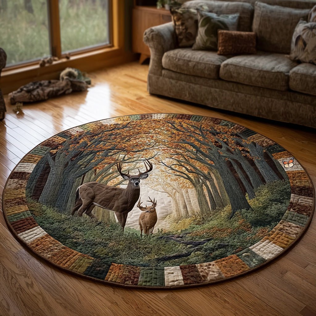 Forest Stag Round Mat Rug - Nature Design | Serene Home Decor