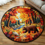 Forest Stroll Round Mat Rug - washable non-slip printed rug