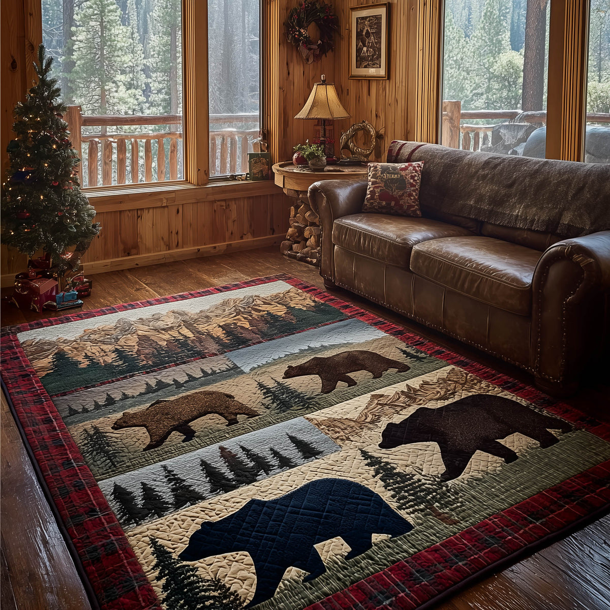 Forest Trace area rug in a living room