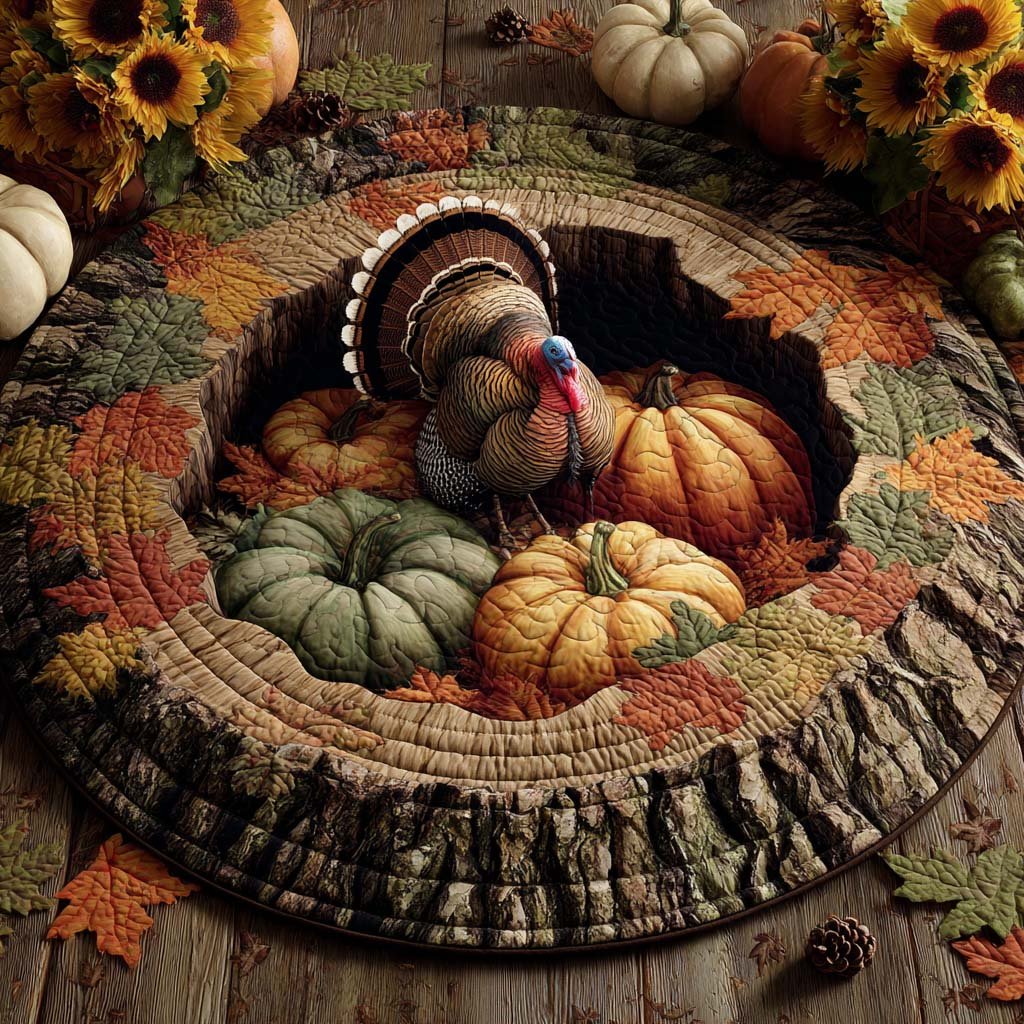 Forest Turkey Round Mat Rug - washable non-slip printed rug