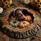 Forest Turkey Round Mat Rug - washable non-slip printed rug
