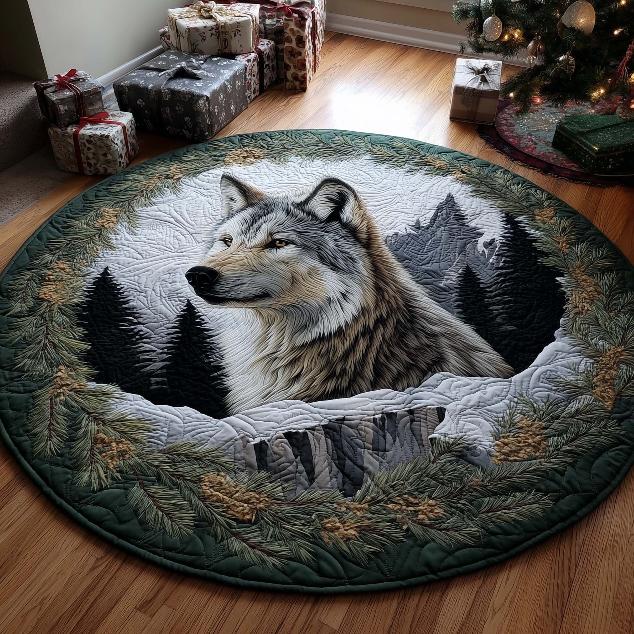 Forest Wild Wolf Round Mat Rug
