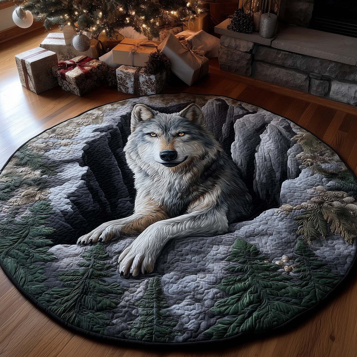 Forest Wild Wolf Round Mat Rug - Nature Design | Serene Home Decor