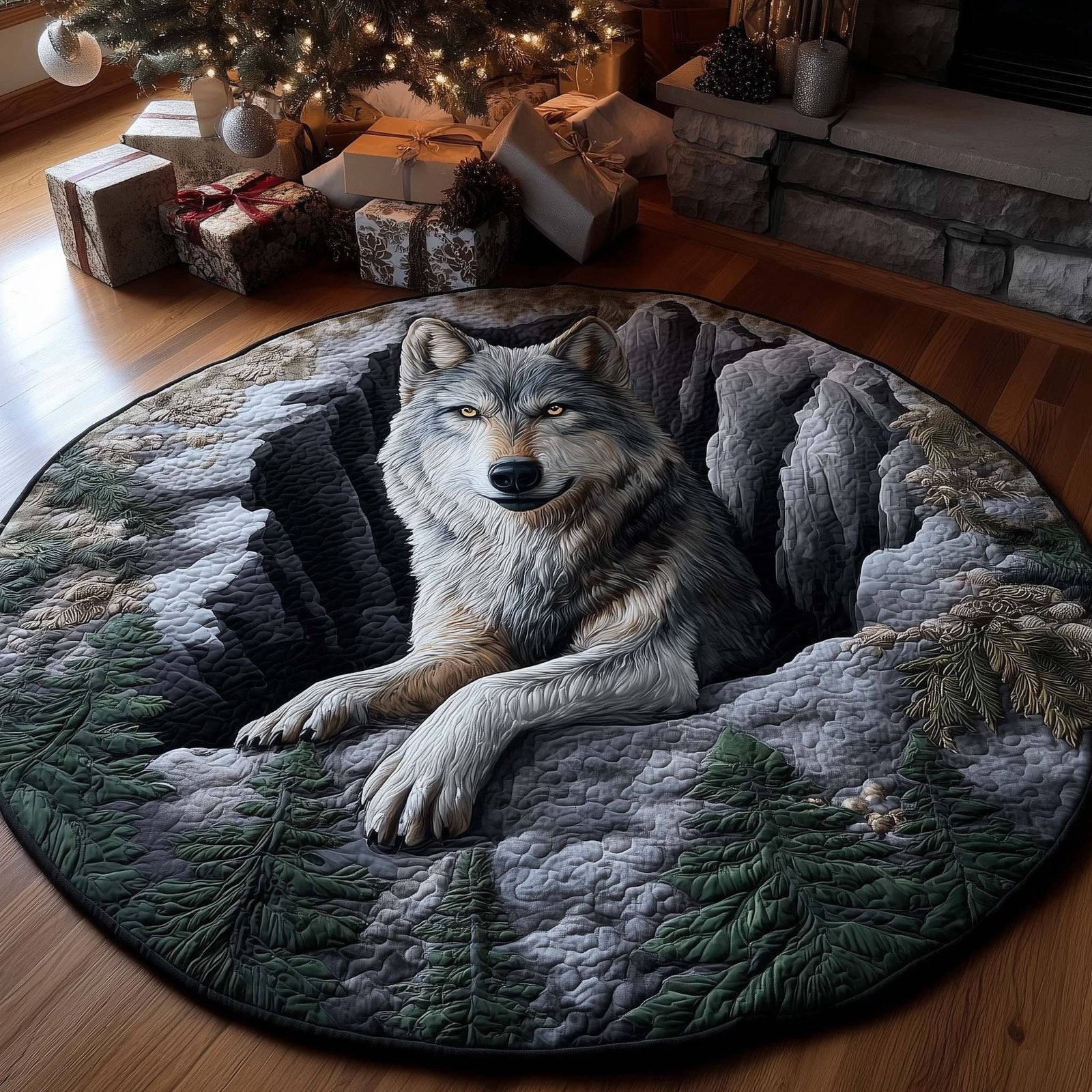 Forest Wild Wolf Round Mat Rug - Nature Design | Serene Home Decor