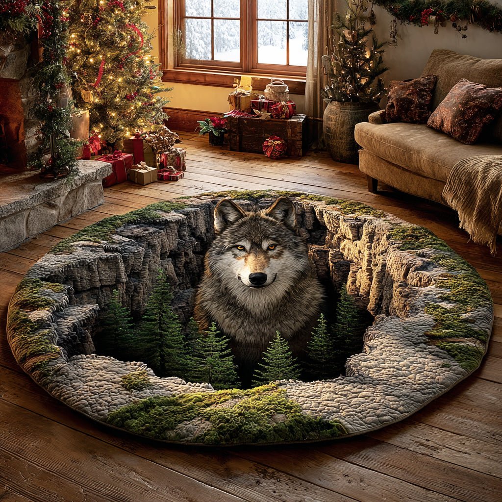 Forest Wolf Round Mat Rug - Nature Design | Serene Home Decor