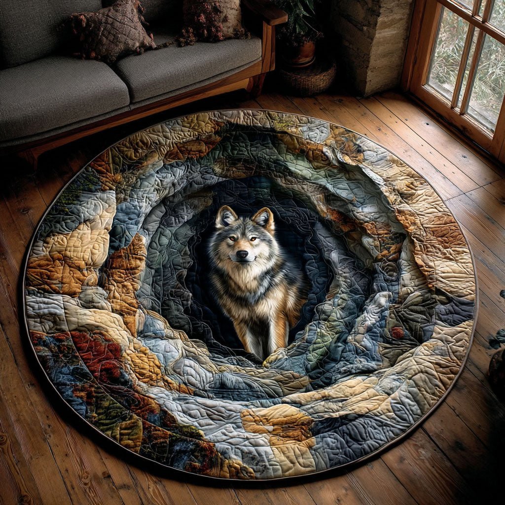 Forest Wolf Round Mat Rug - washable non-slip printed rug