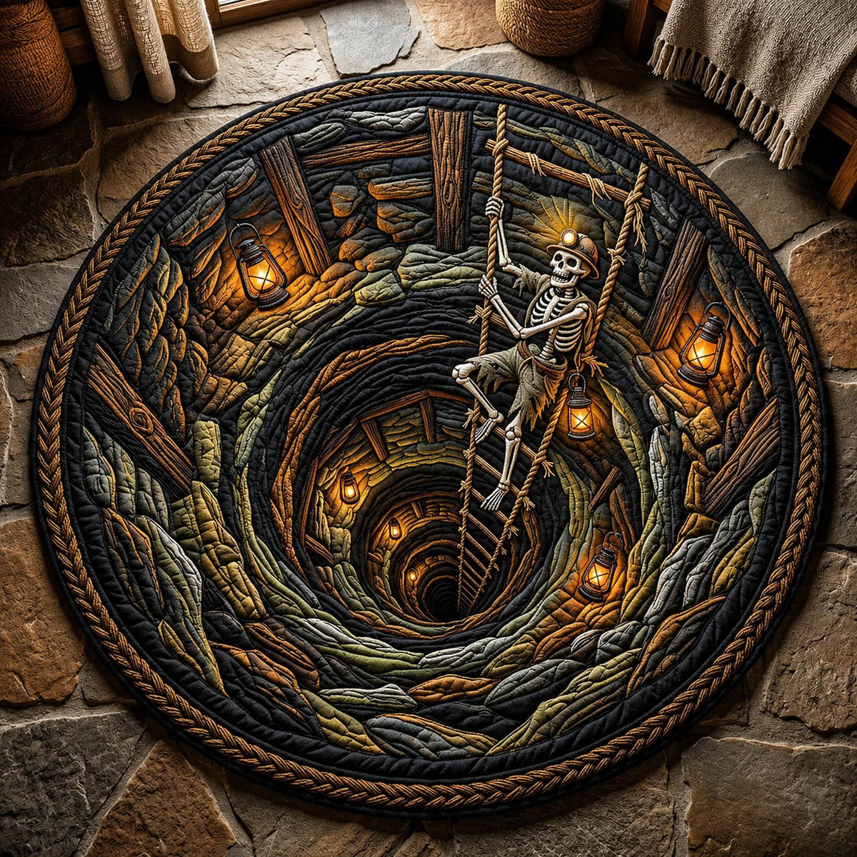 Forgotten Miner Round Mat Rug - washable non-slip printed rug