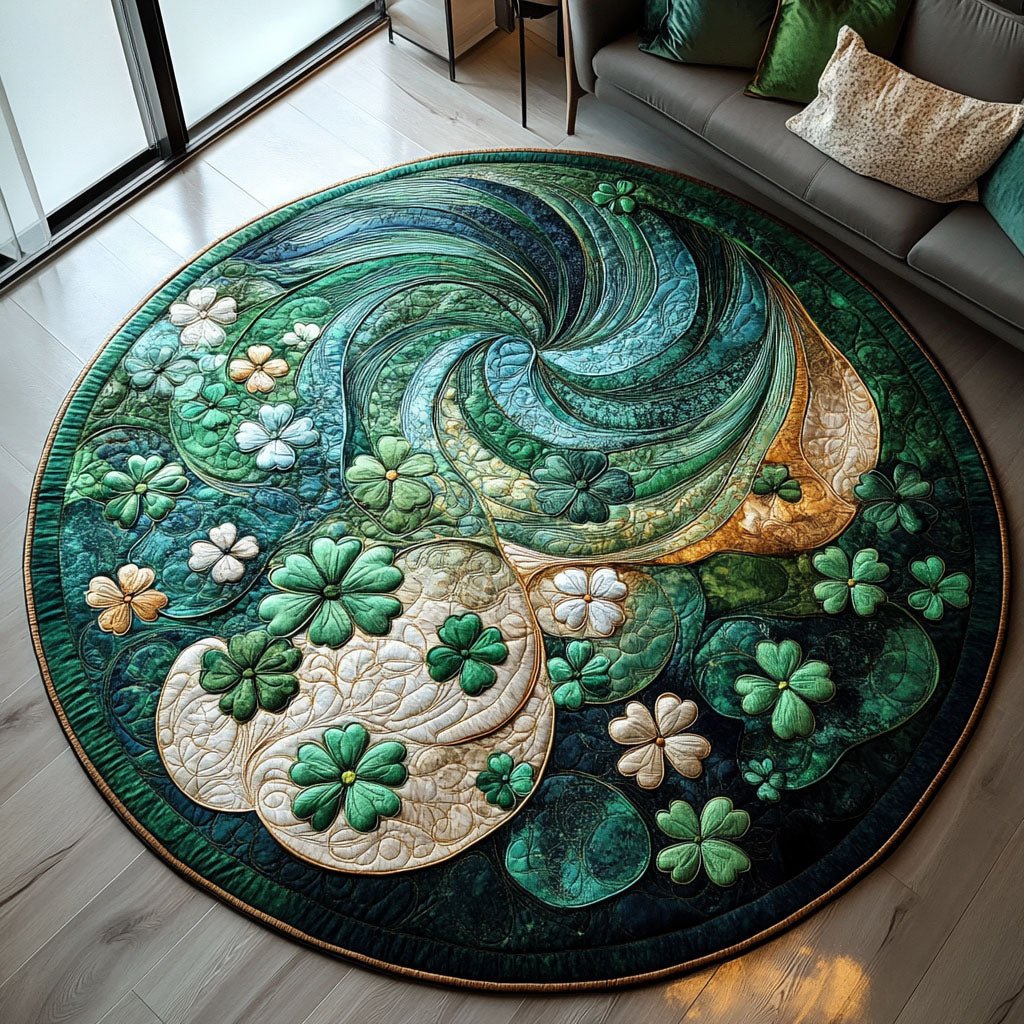 Fortunate Greens Round Mat Rug - washable non-slip printed rug
