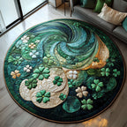 Fortunate Greens Round Mat Rug - washable non-slip printed rug