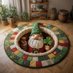 Fortune Gnome Round Mat Rug - washable non-slip printed rug