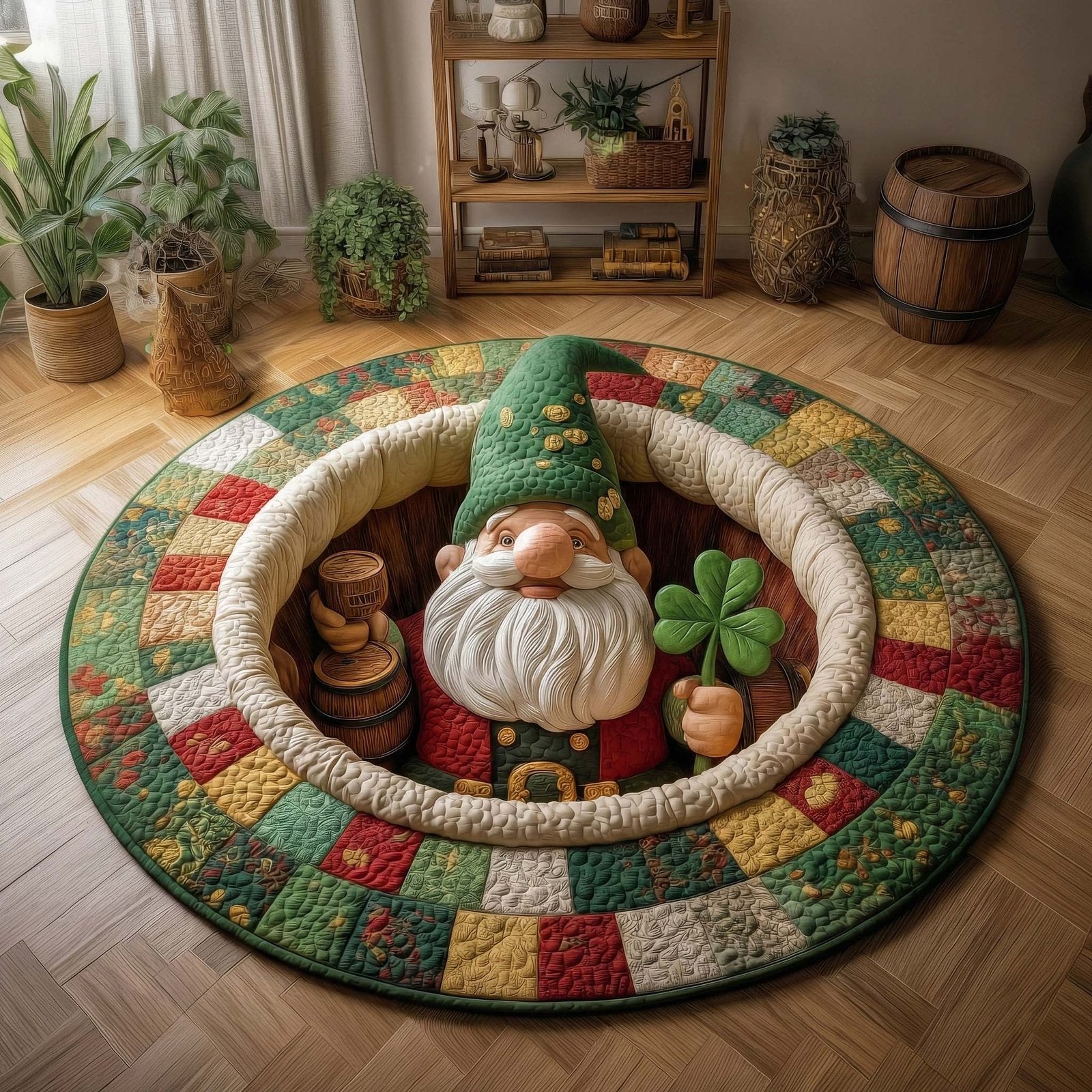 Fortune Gnome Round Mat Rug - Nature Design | Serene Home Decor