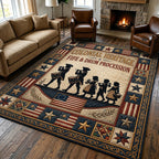 Founding Memories area rug in a living room