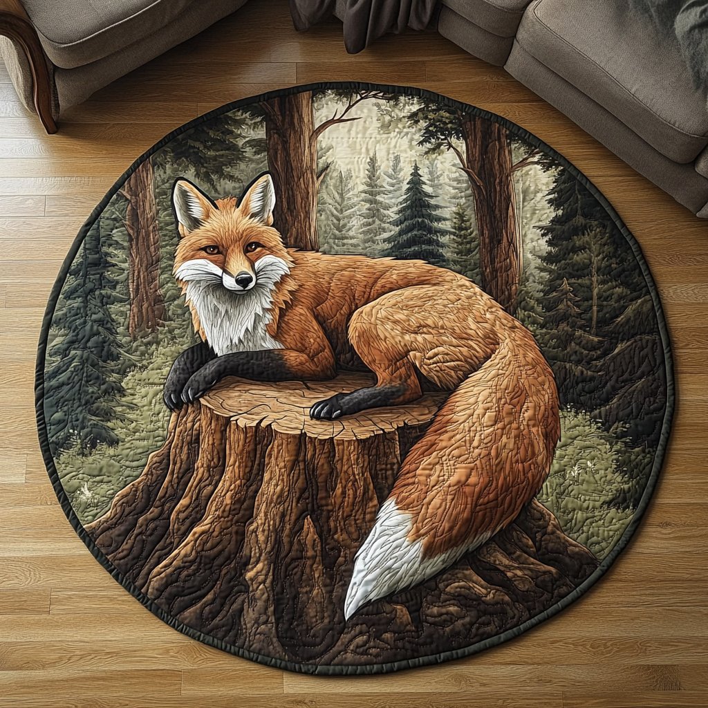Fox Haven Round Mat Rug - washable non-slip printed rug