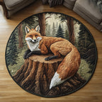 Fox Haven Round Mat Rug - washable non-slip printed rug
