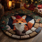 Fox Holiday Delight Round Mat Rug - Cute Pet Design | Animal Printed Home Decor