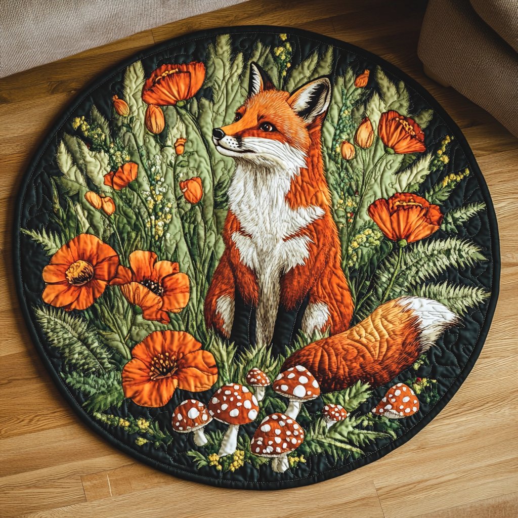 Fox Meadow Round Mat Rug - Cute Pet Design | Animal Printed Home Decor