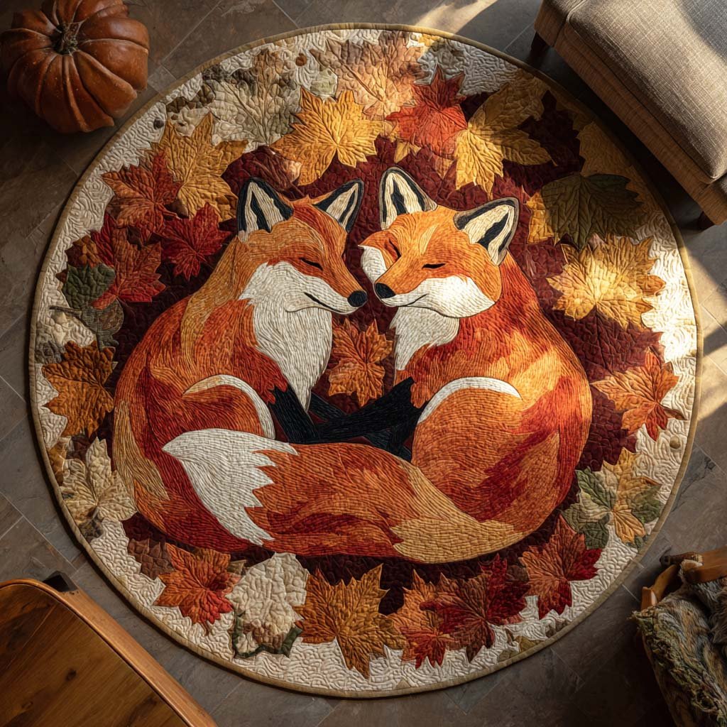 Foxglow Round Mat Rug - washable non-slip printed rug