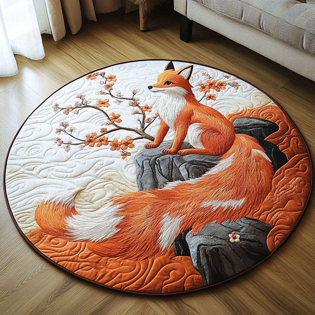 Foxy Illusion Round Mat Rug - washable non-slip printed rug
