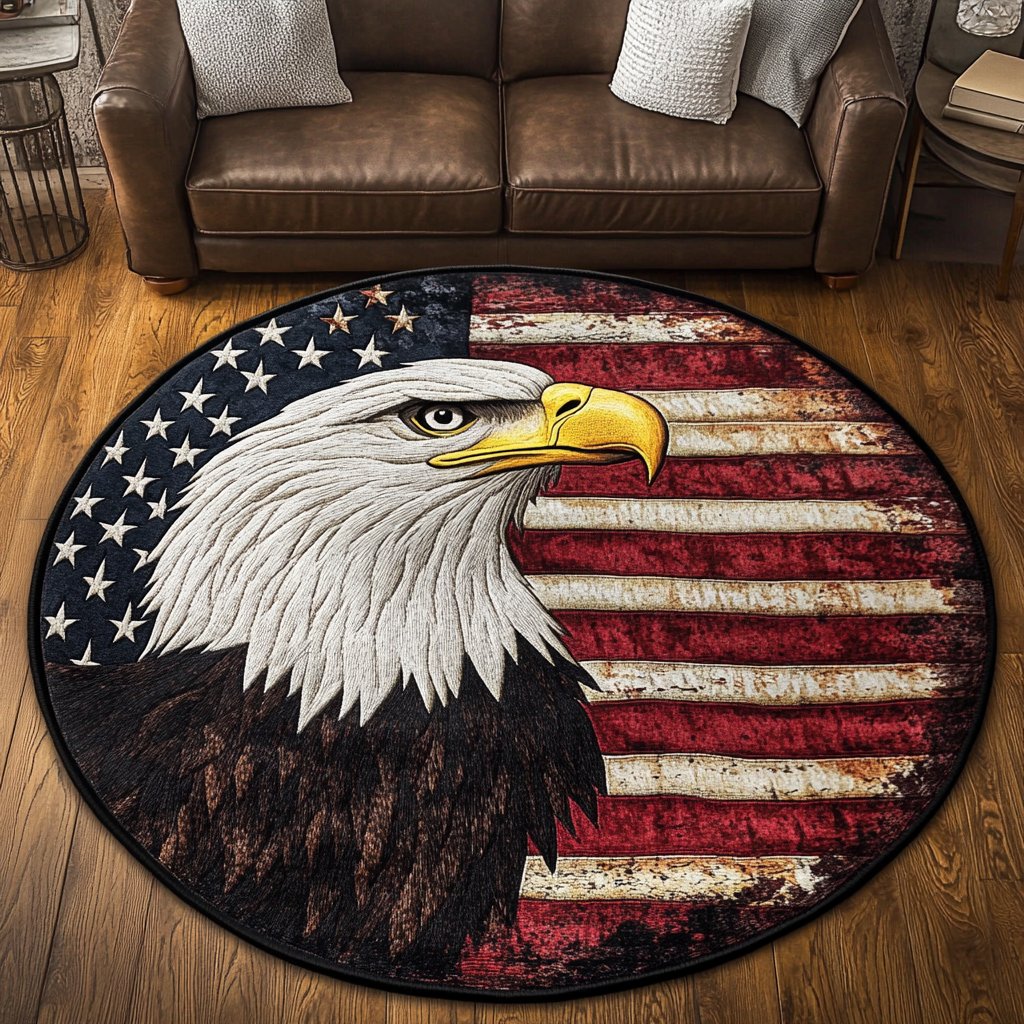 Free Eagle Round Mat Rug - washable non-slip printed rug