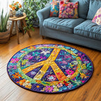 Free Spirit Round Mat Rug - washable non-slip printed rug