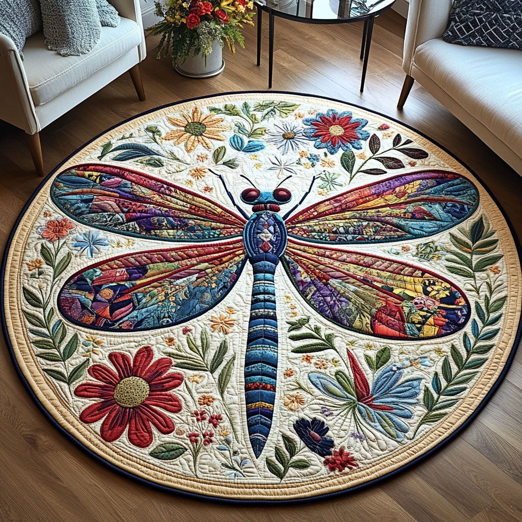 Free Spirit Wings Round Mat Rug - washable non-slip printed rug