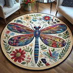 Free Spirit Wings Round Mat Rug - washable non-slip printed rug