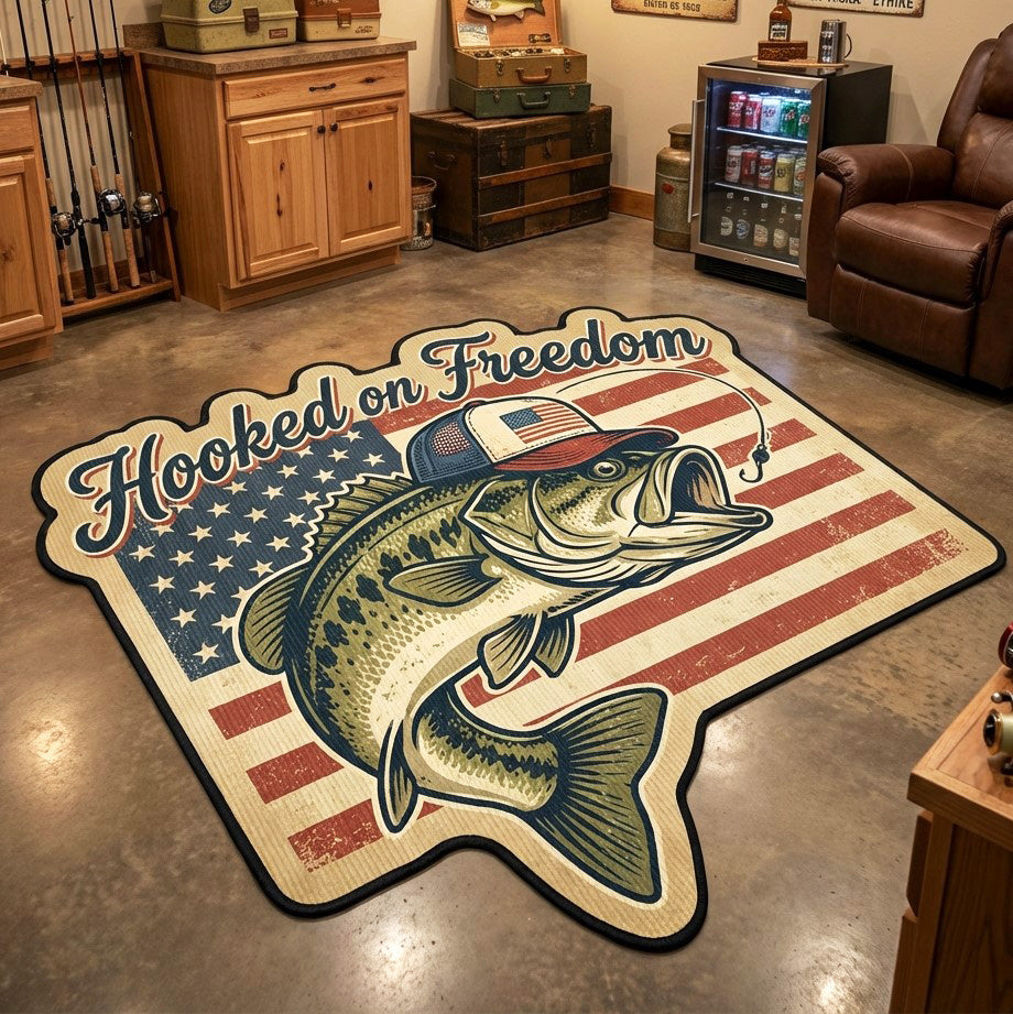 Freedom Bass Custom Shape Area Rug - Cute Animal Design | Die-Cut Non-Slip Rug - washable non-slip printed rug