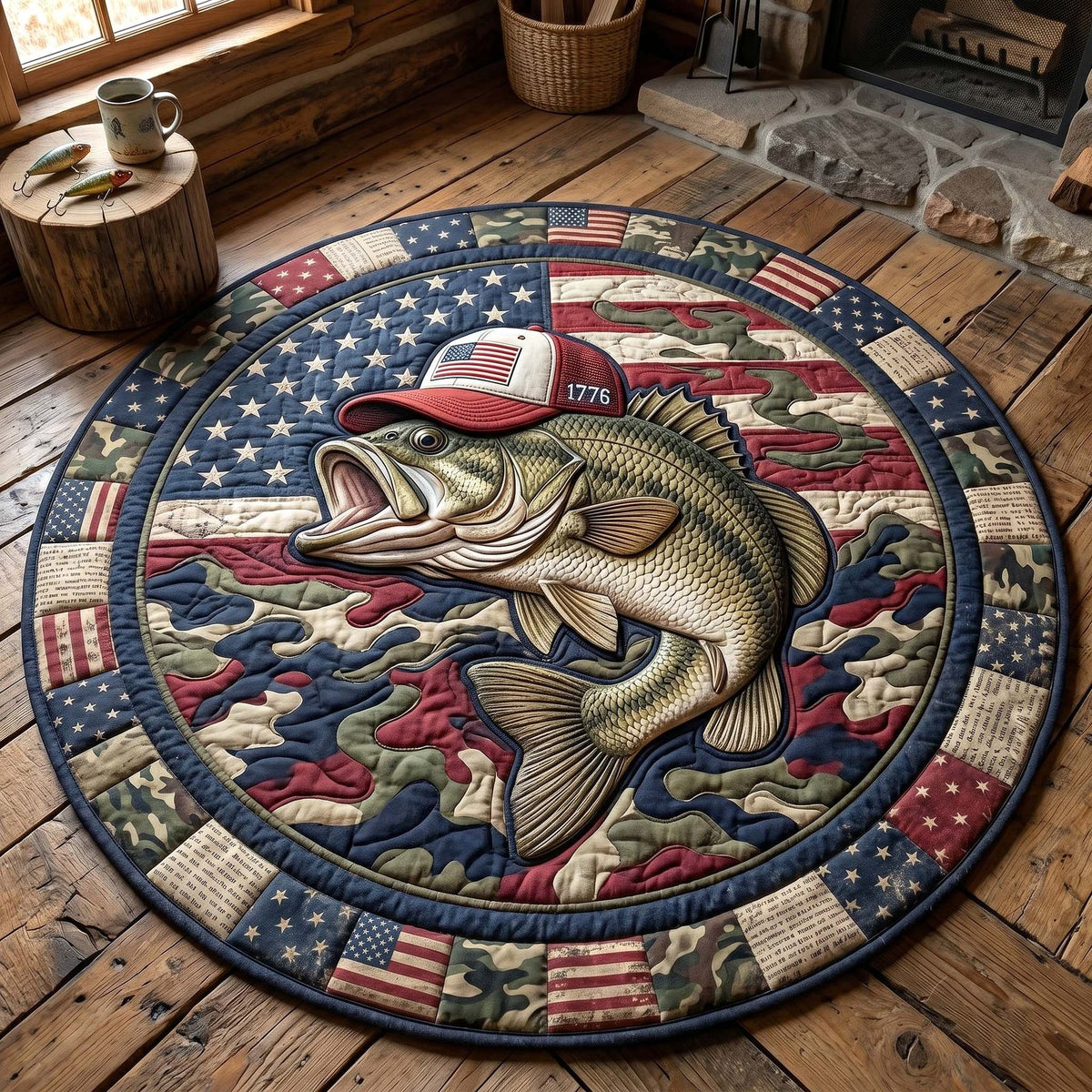 Freedom Catch Round Mat Rug - washable non-slip printed rug