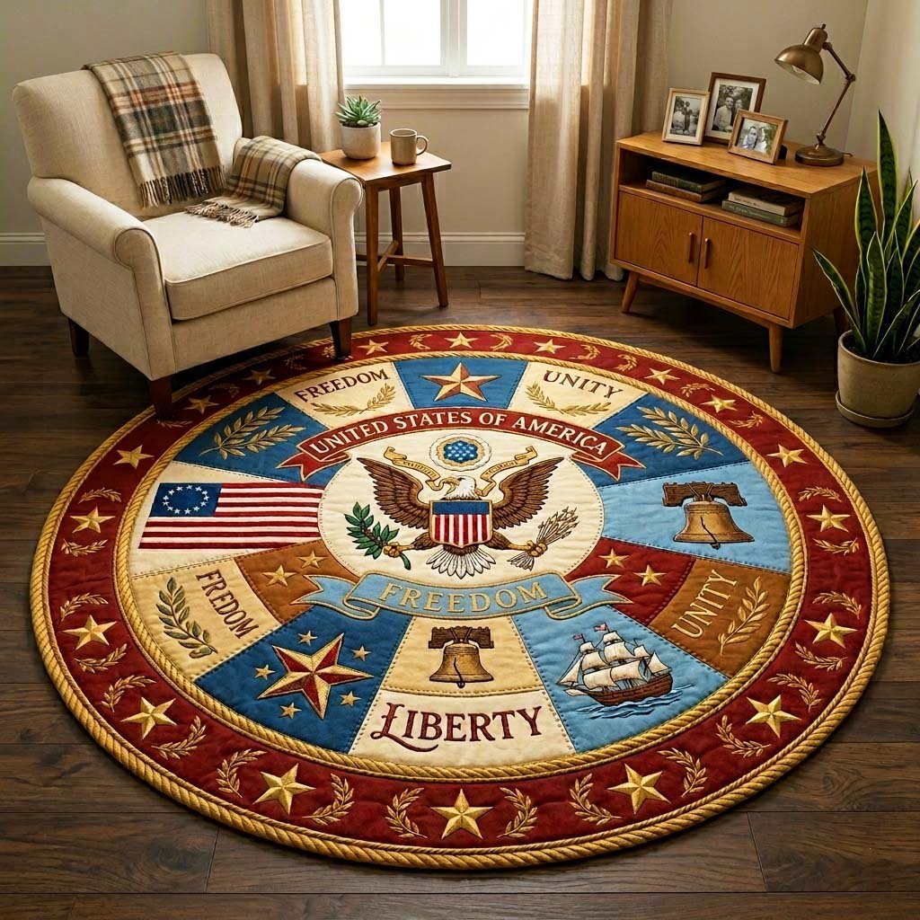 Freedom Crest Round Mat Rug - Nature Design | Serene Home Decor
