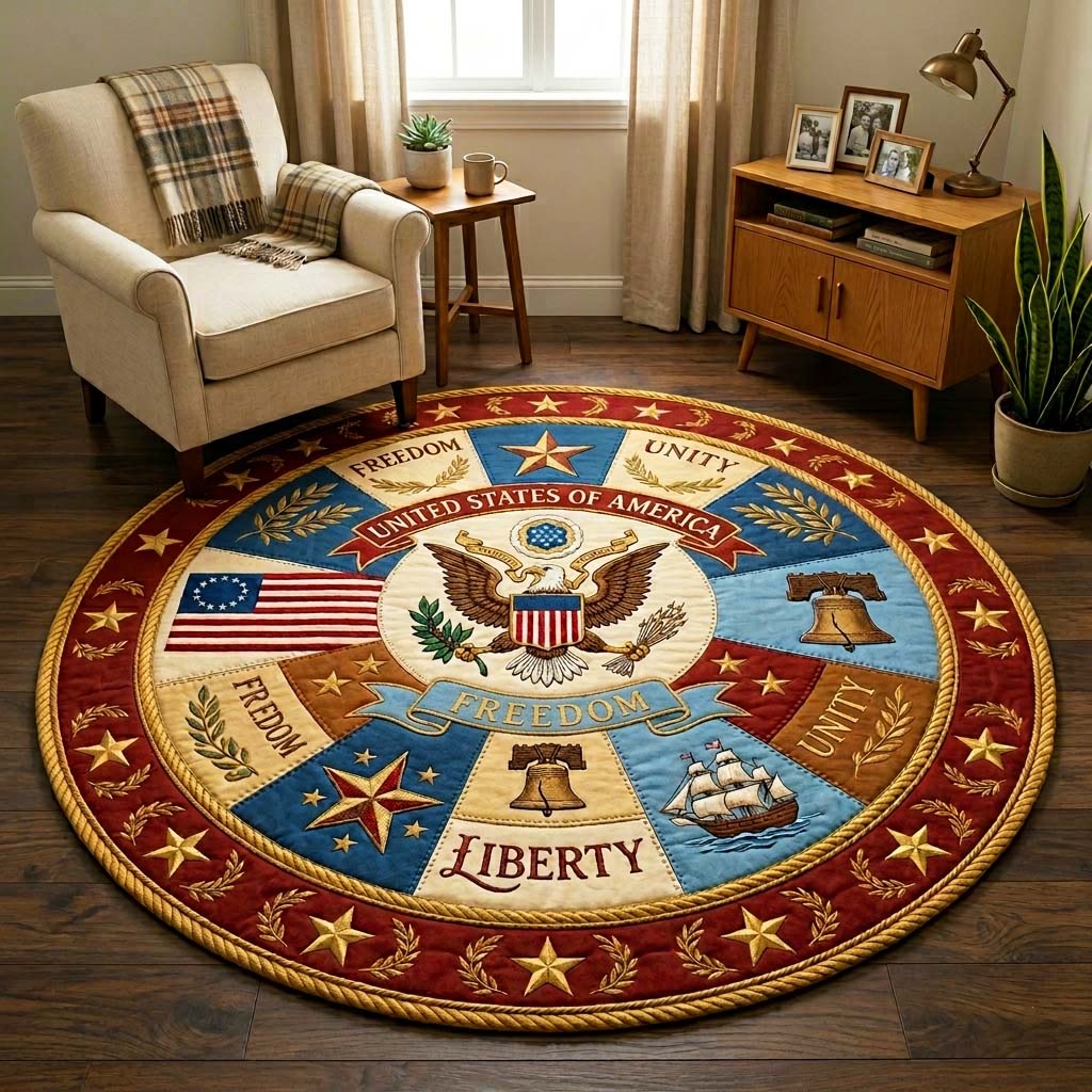 Freedom Crest Round Mat Rug GFTOQM4058