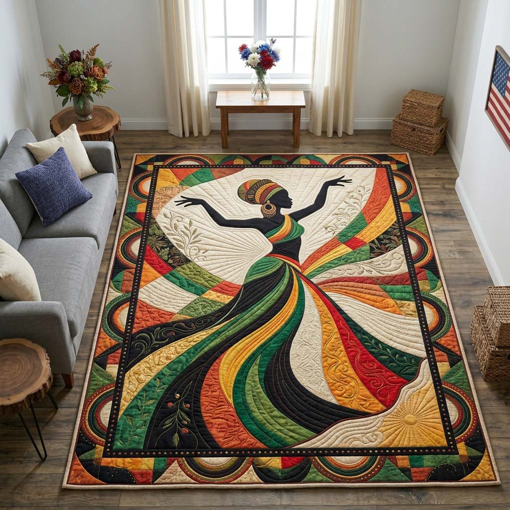 Freedom Dance area rug in a living room