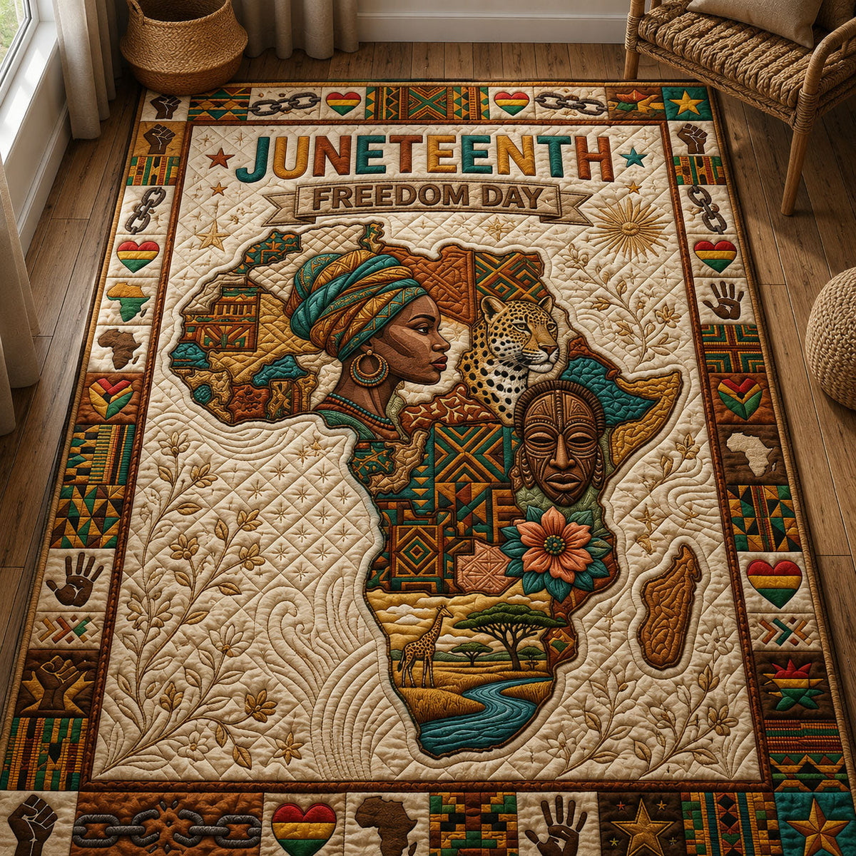 Freedom Day area rug in a living room