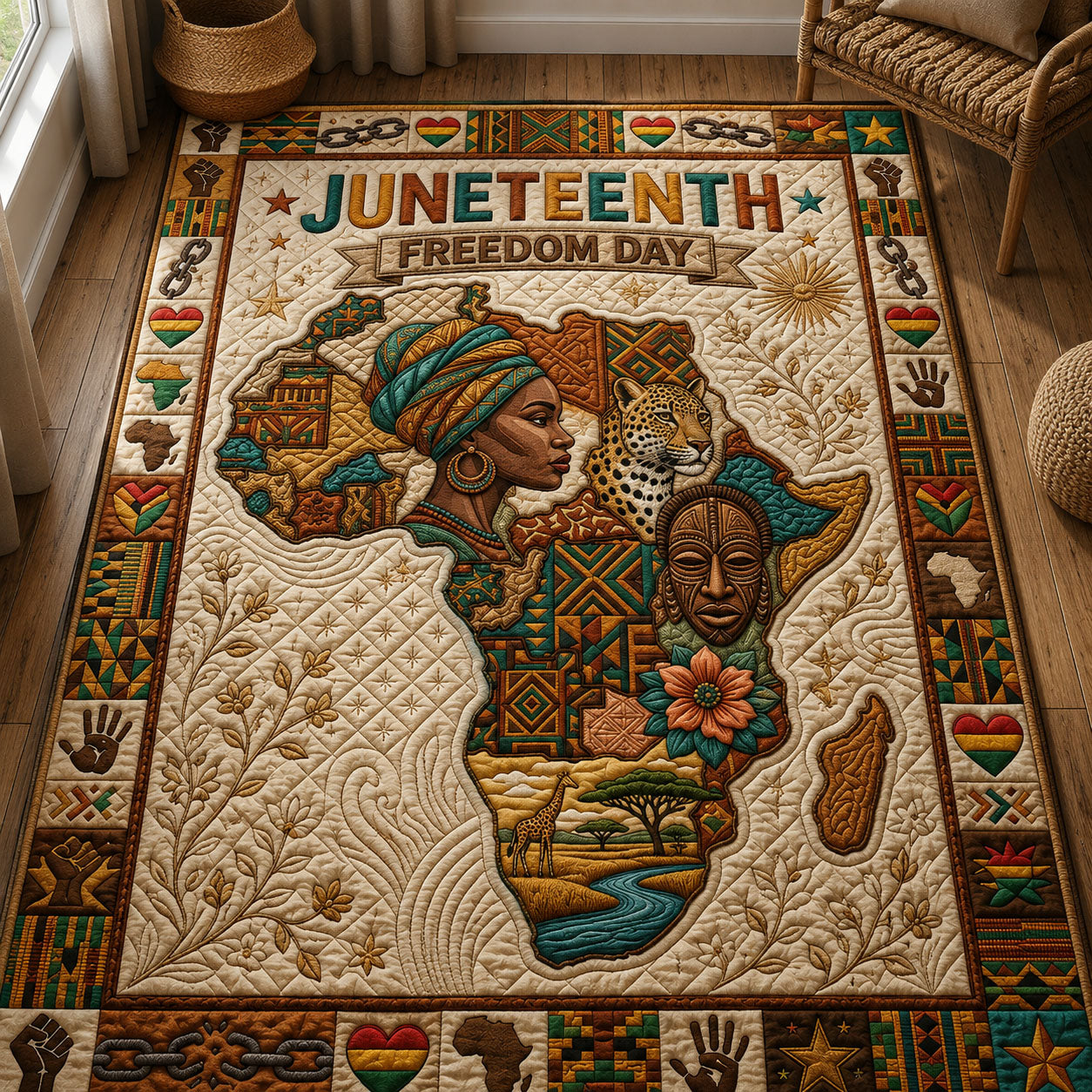 Freedom Day area rug in a living room