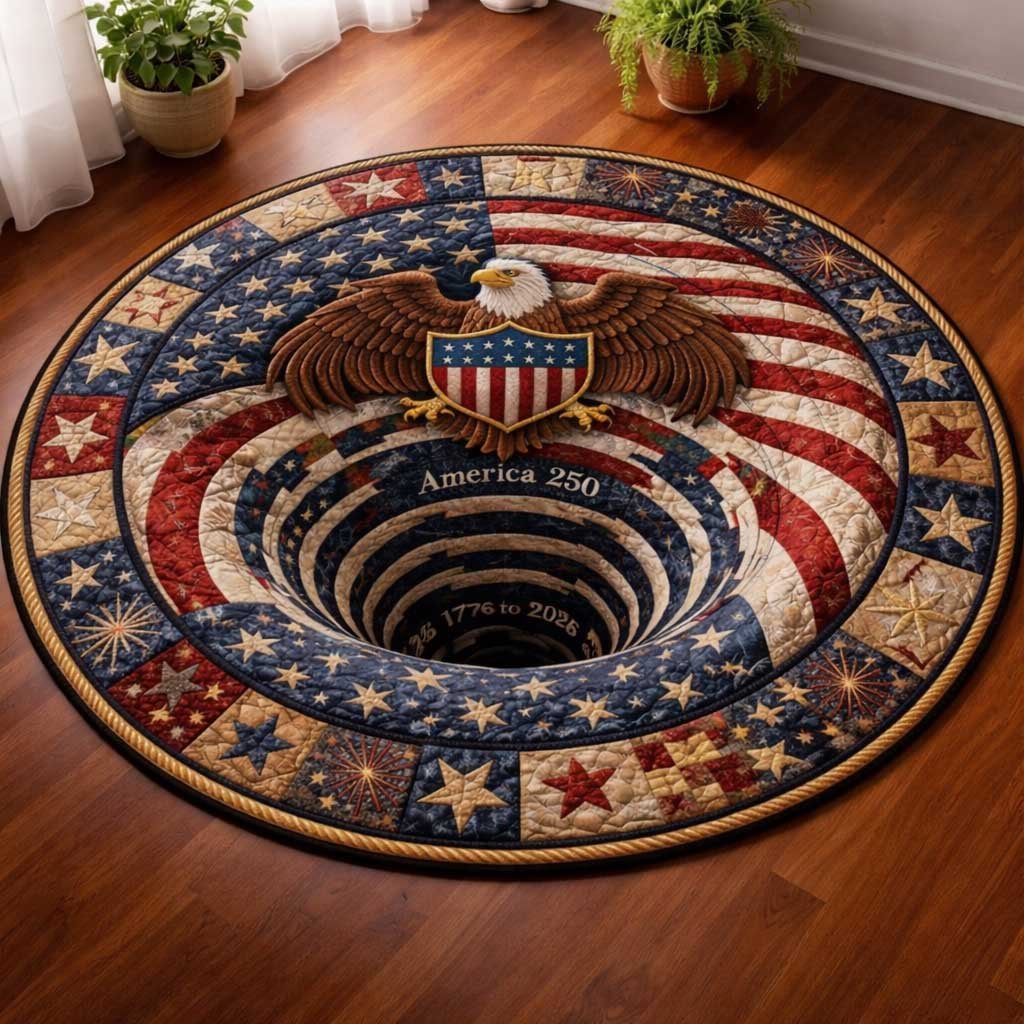 Freedom Eagle Round Mat Rug - washable non-slip printed rug